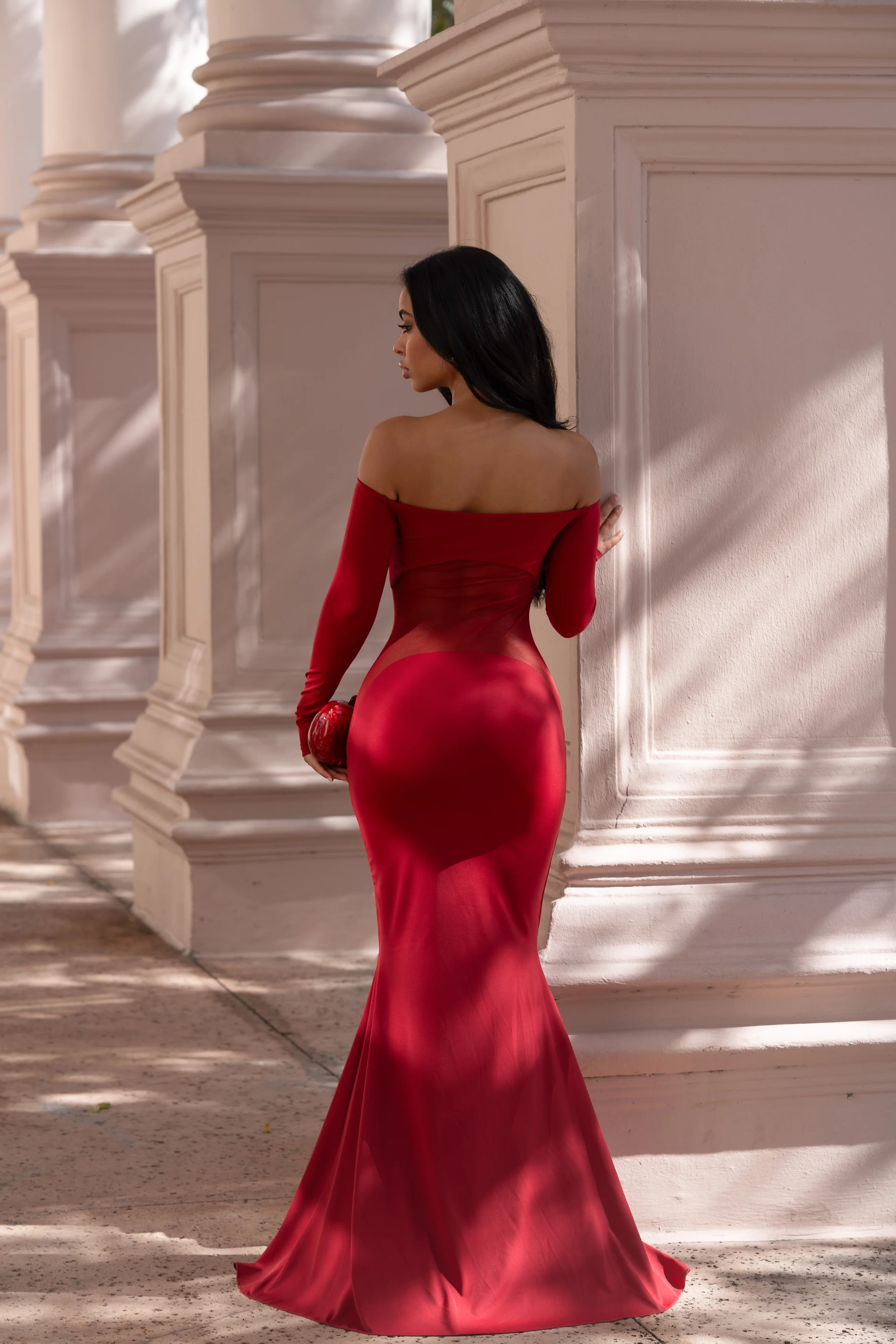 Aura Mesh Maxi Dress Red - Image 4
