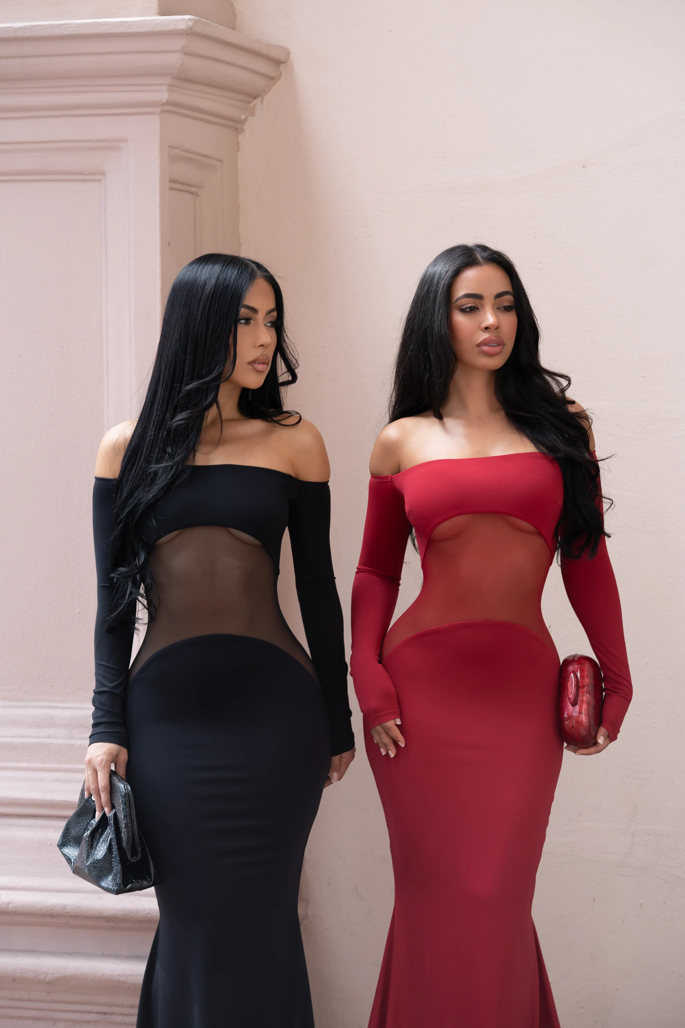 Aura Mesh Maxi Dress Red - Image 5