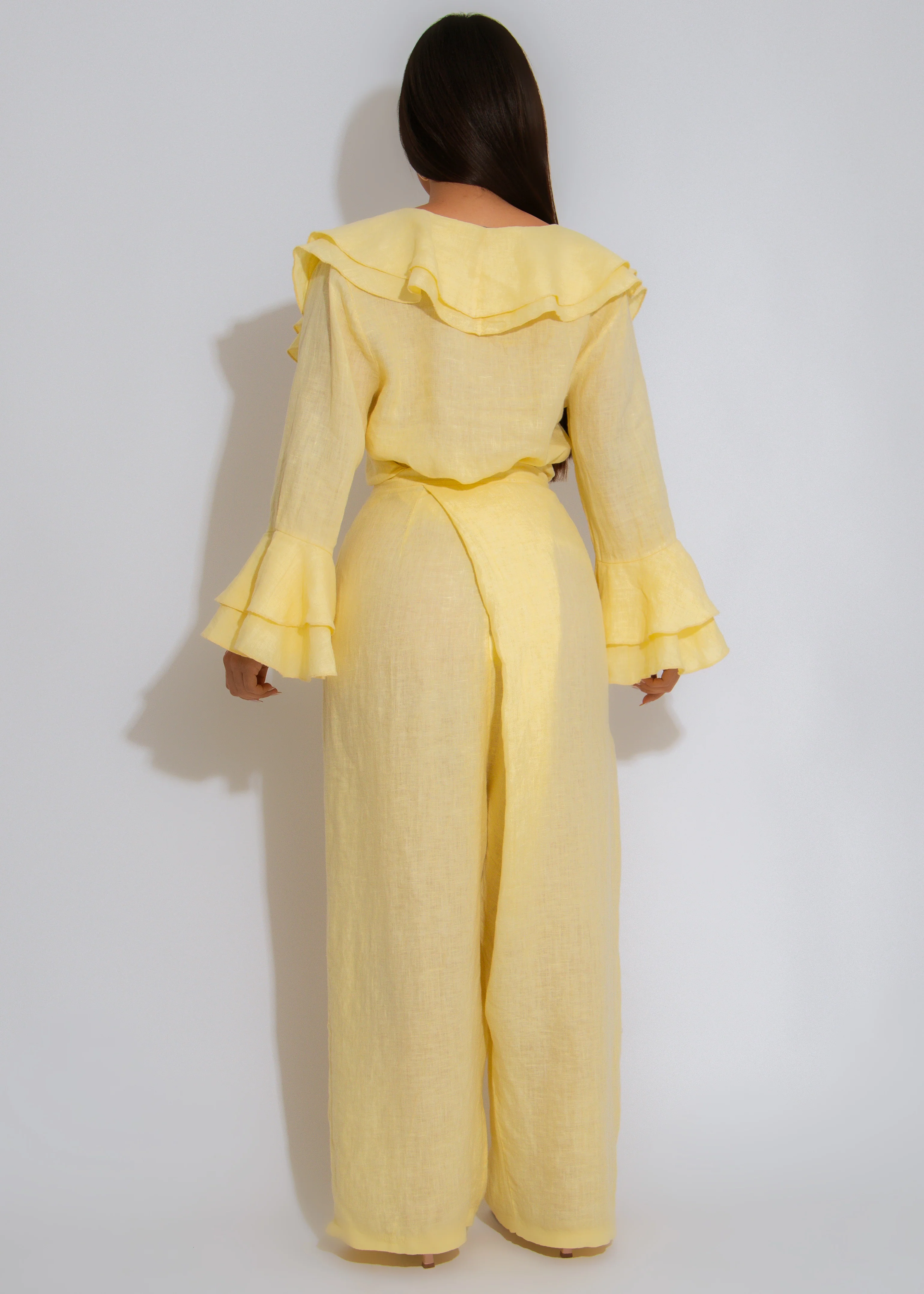 Coastal Calm Linen Pants Yellow - Image 3