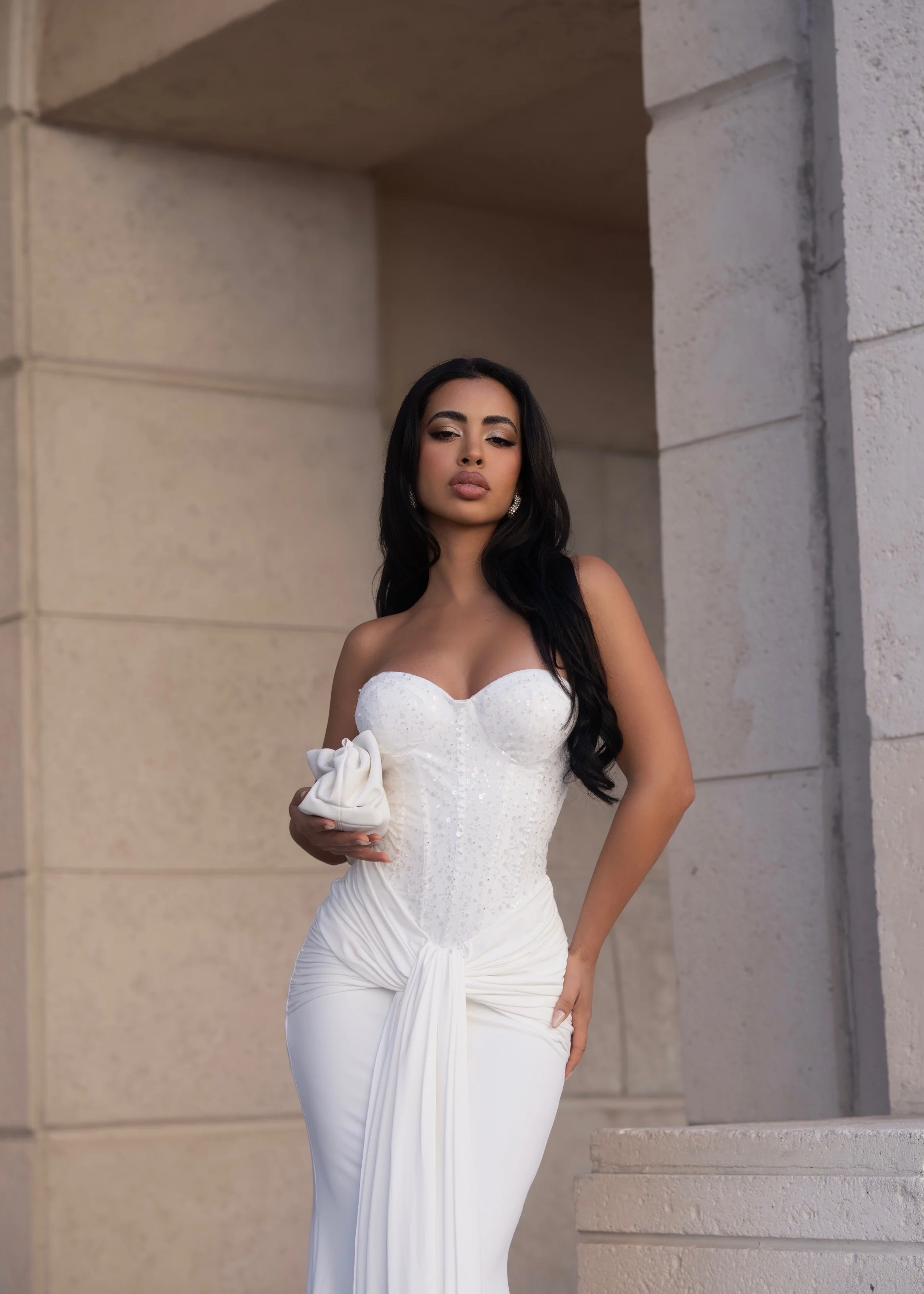 Divine Rupture Sequin Ruched Maxi Dress White - Image 11