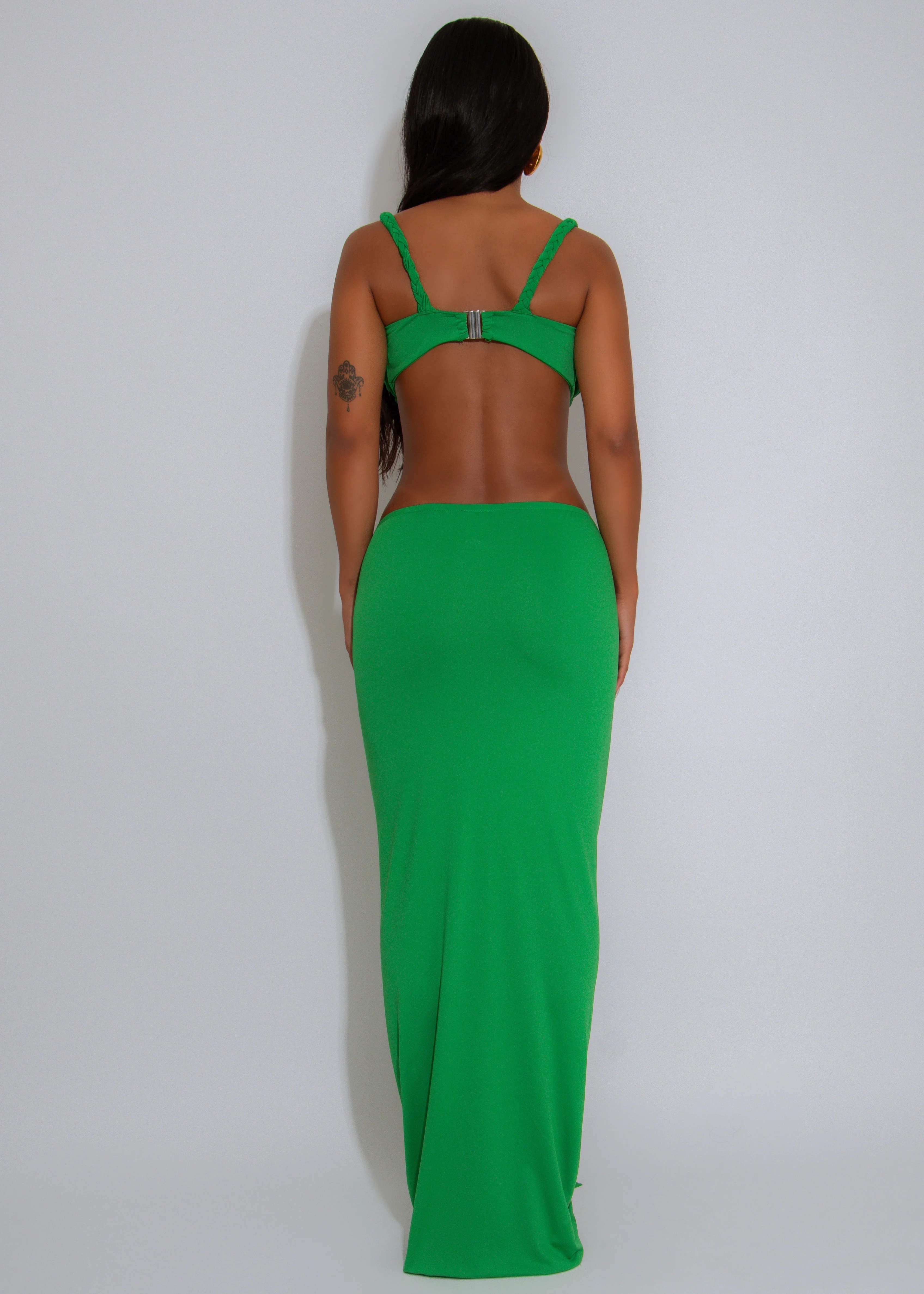 Divine Twist Ruched Skirt Set Green - Image 2
