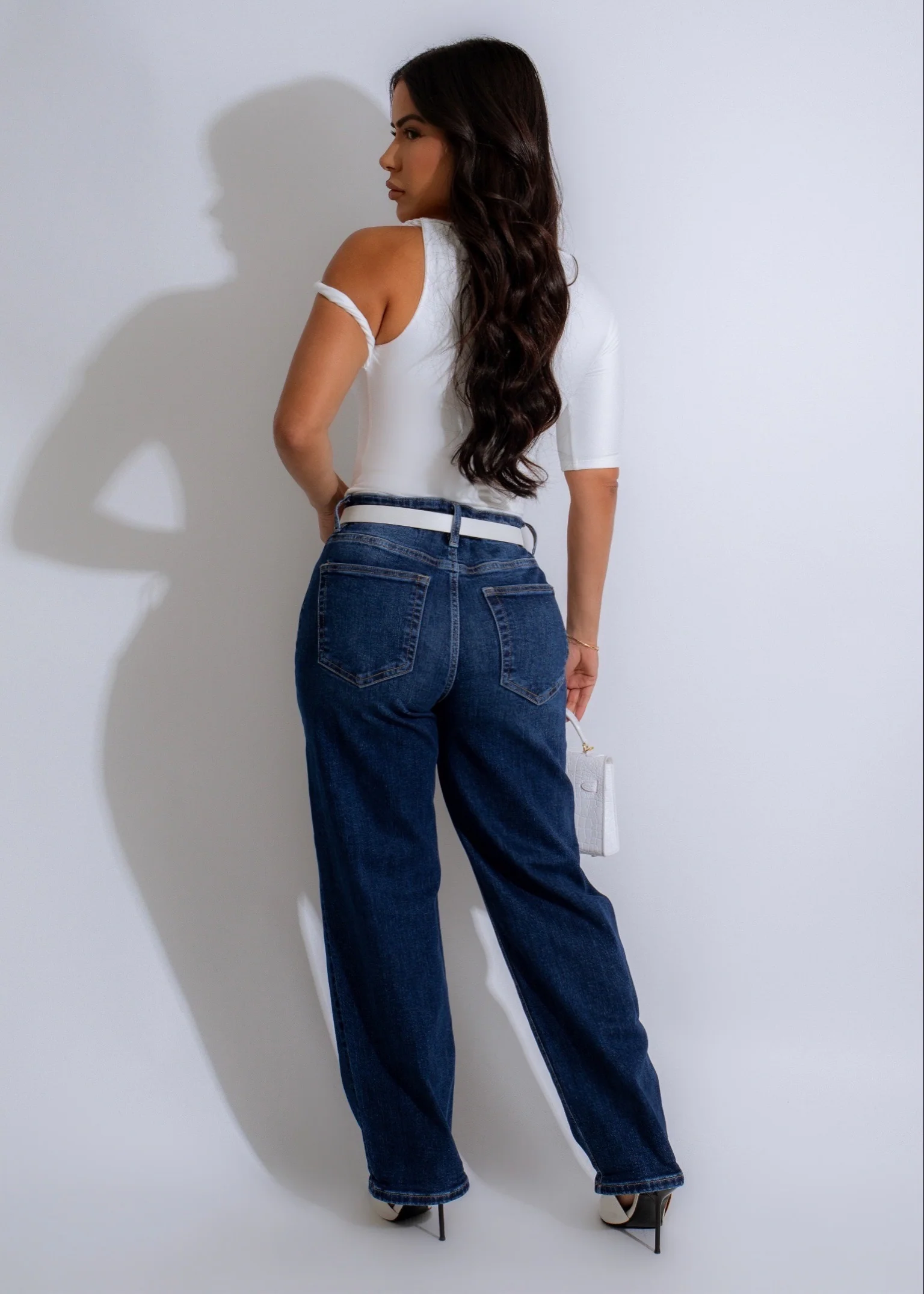 Everlast High Rise Cuff Jeans Dark Denim - Image 3