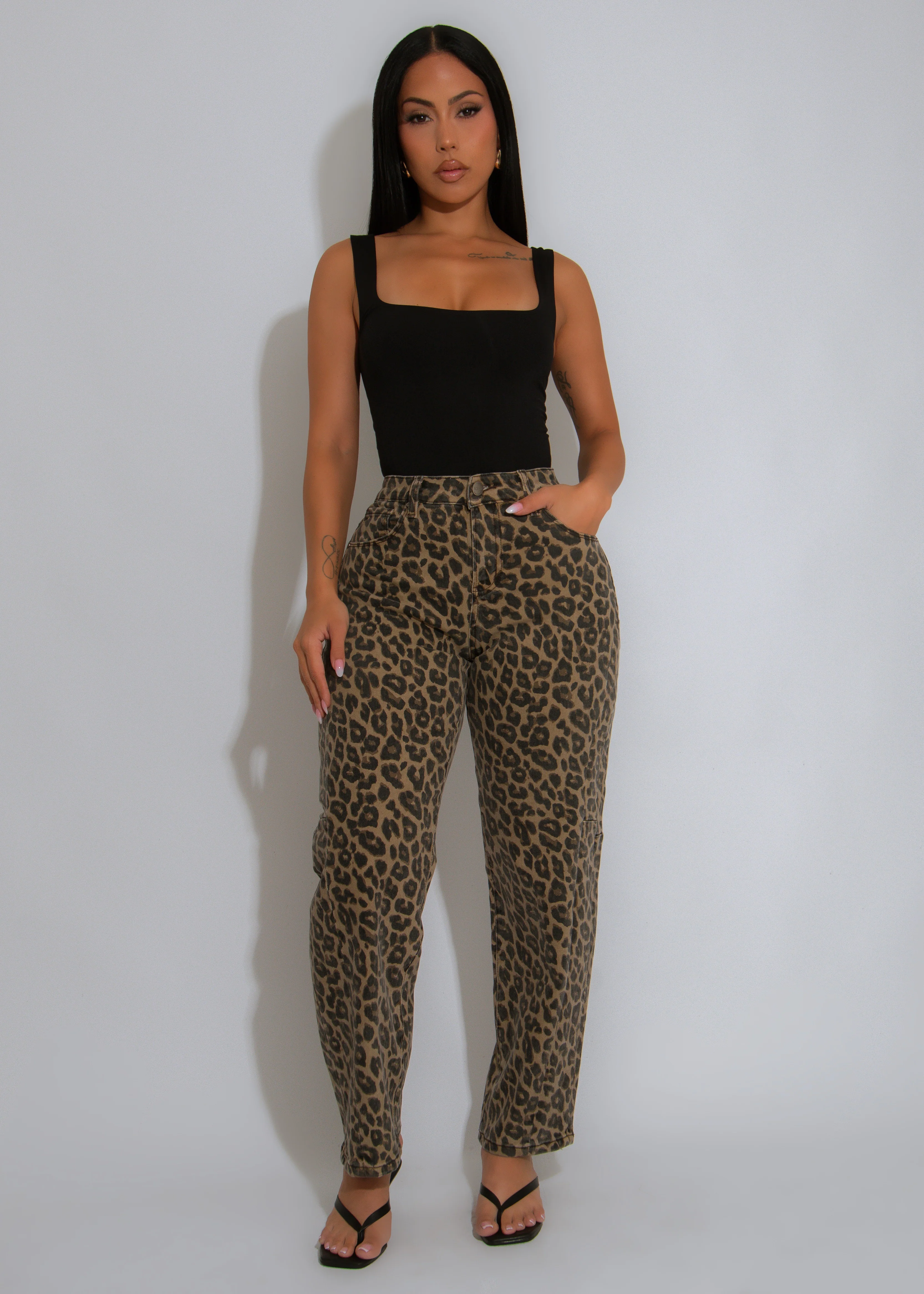 Fierce Streak Leopard Pant Brown - Image 3