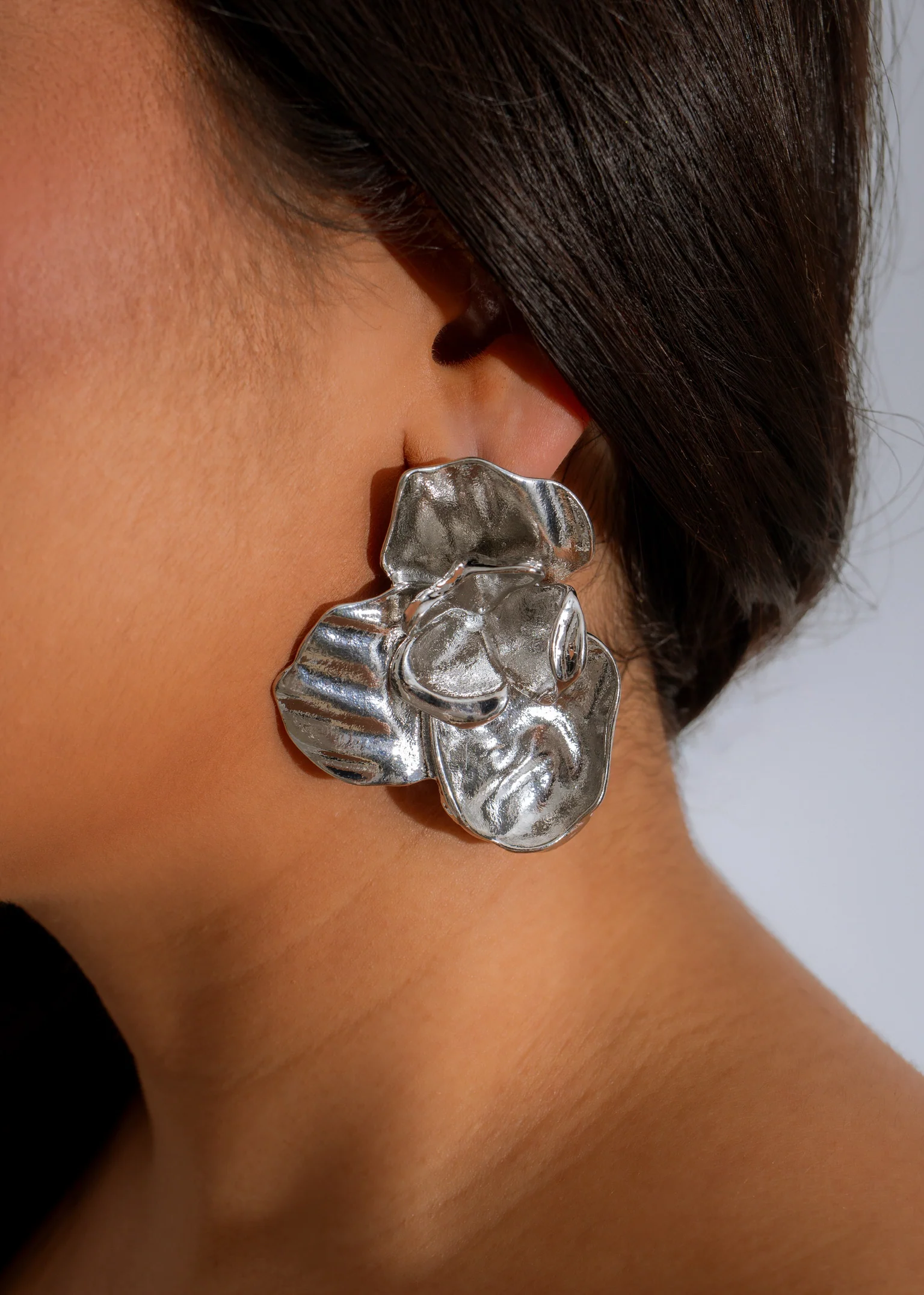 Liquid Bloom Earrings Silver