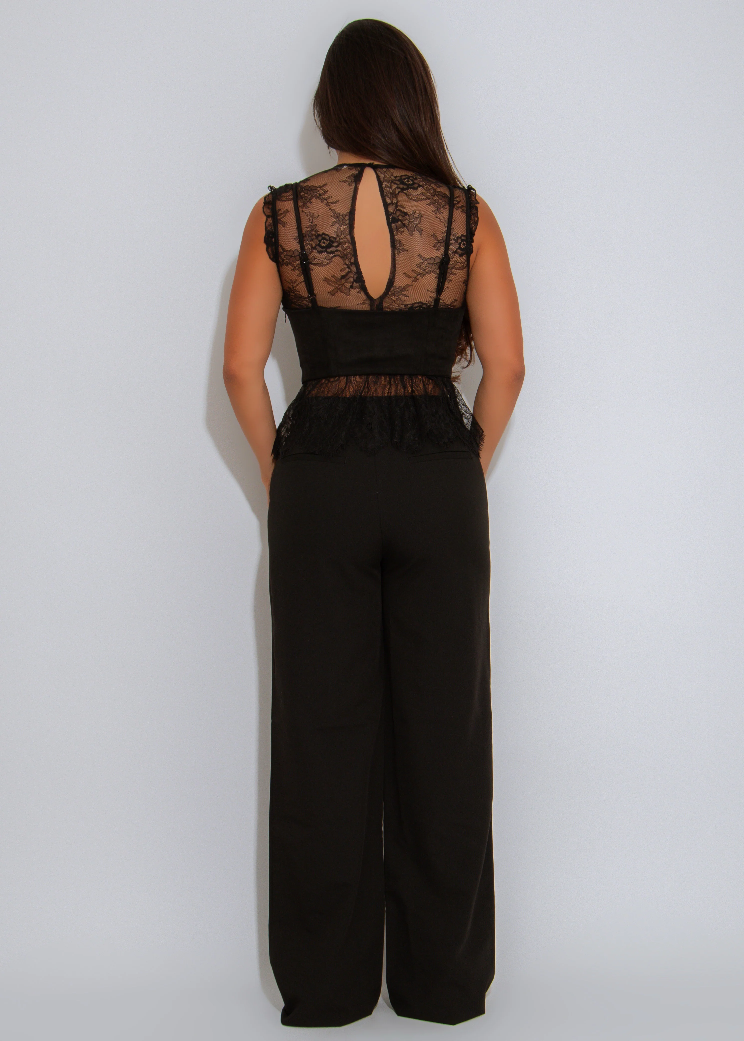 Moonshadow Floral Lace Long Top Black - Image 5