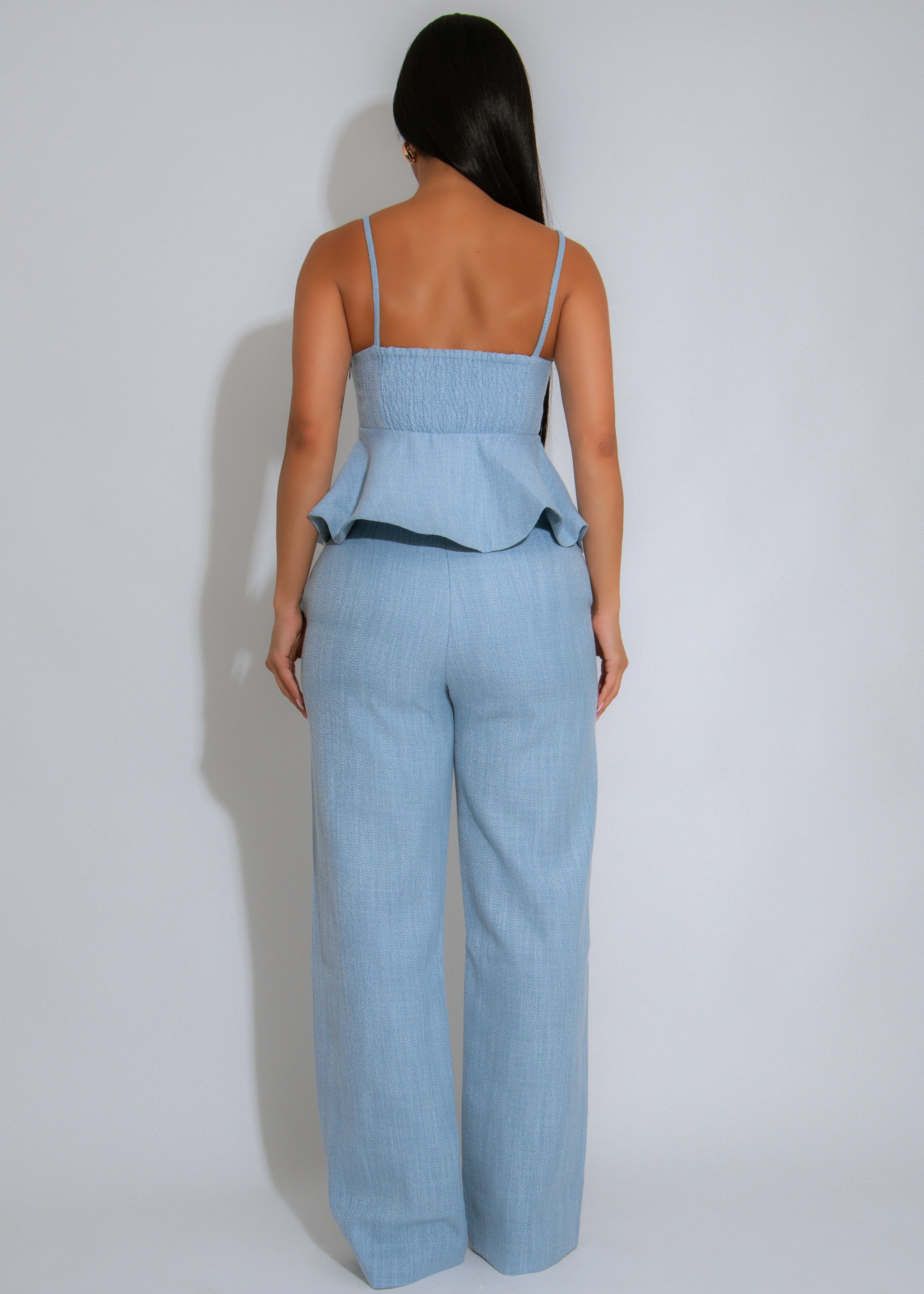 Peplum Perfection Pant Set Blue - Image 2