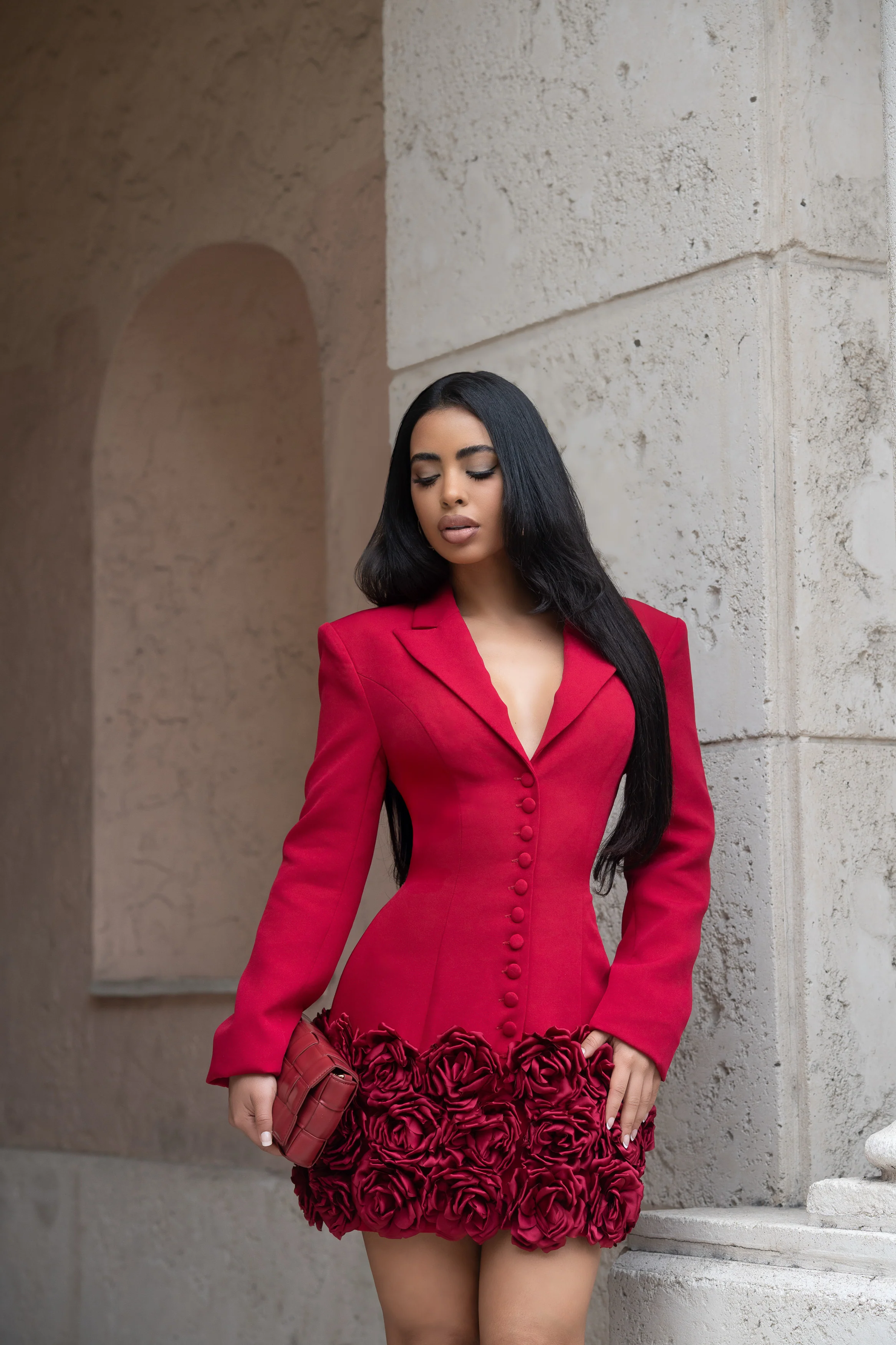 Rose Reign Blazer Mini Dress Red - Image 5