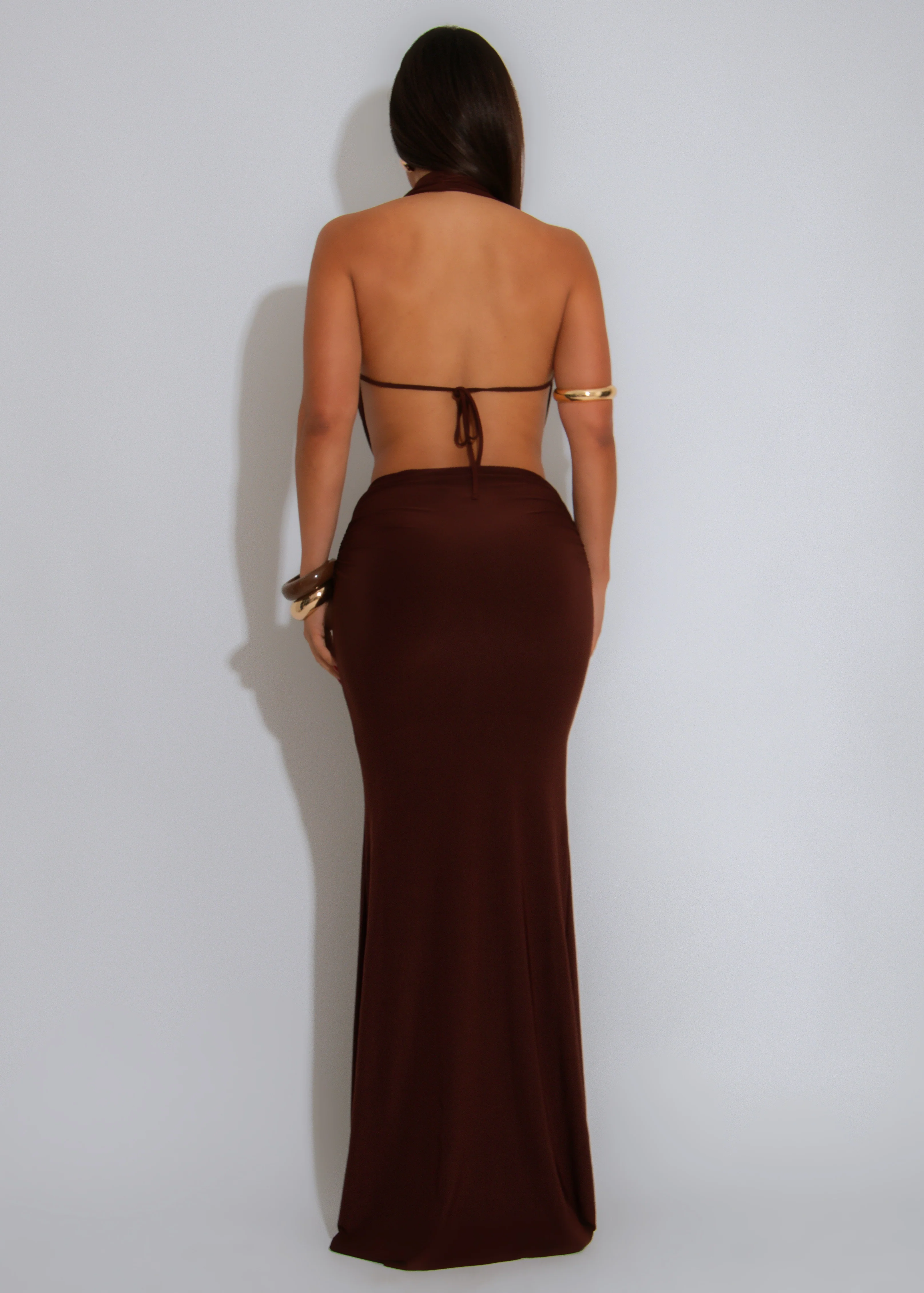 Sahara Heat Ruched Skirt Set Brown - Image 2