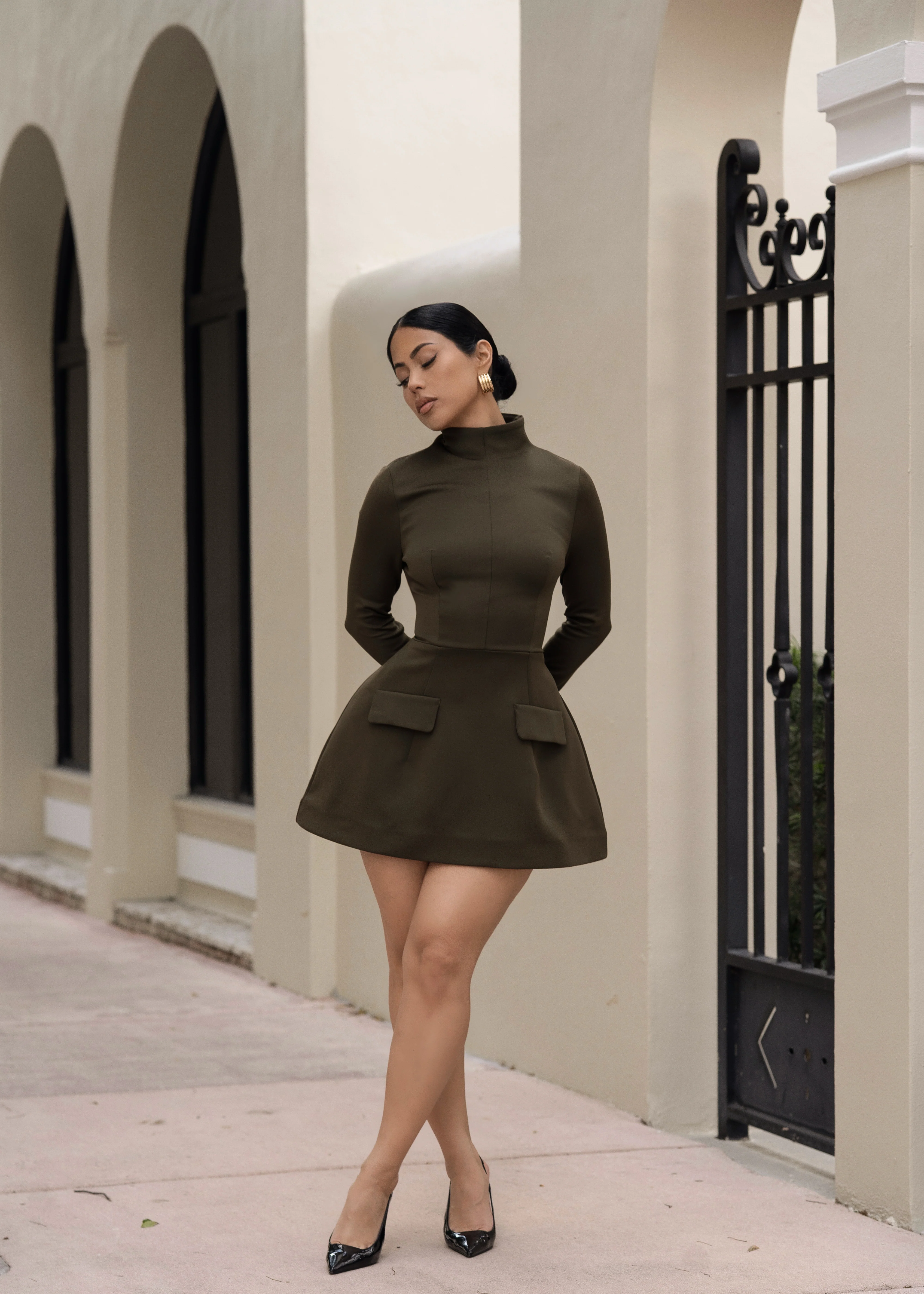 Sculpted Muse Mini Dress Green
