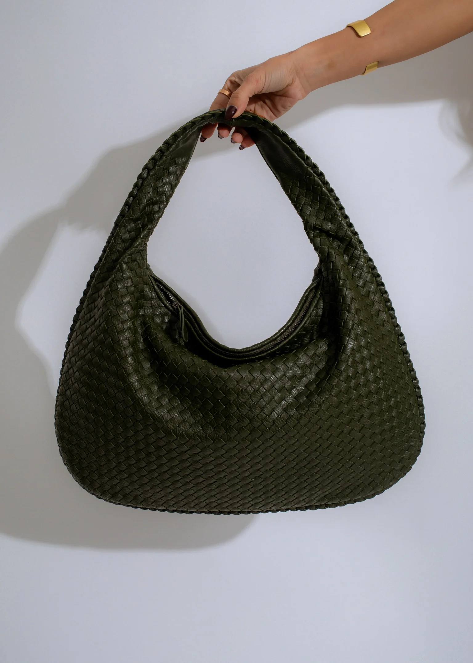 Serenade Woven Hobo Handbag Green - Image 3