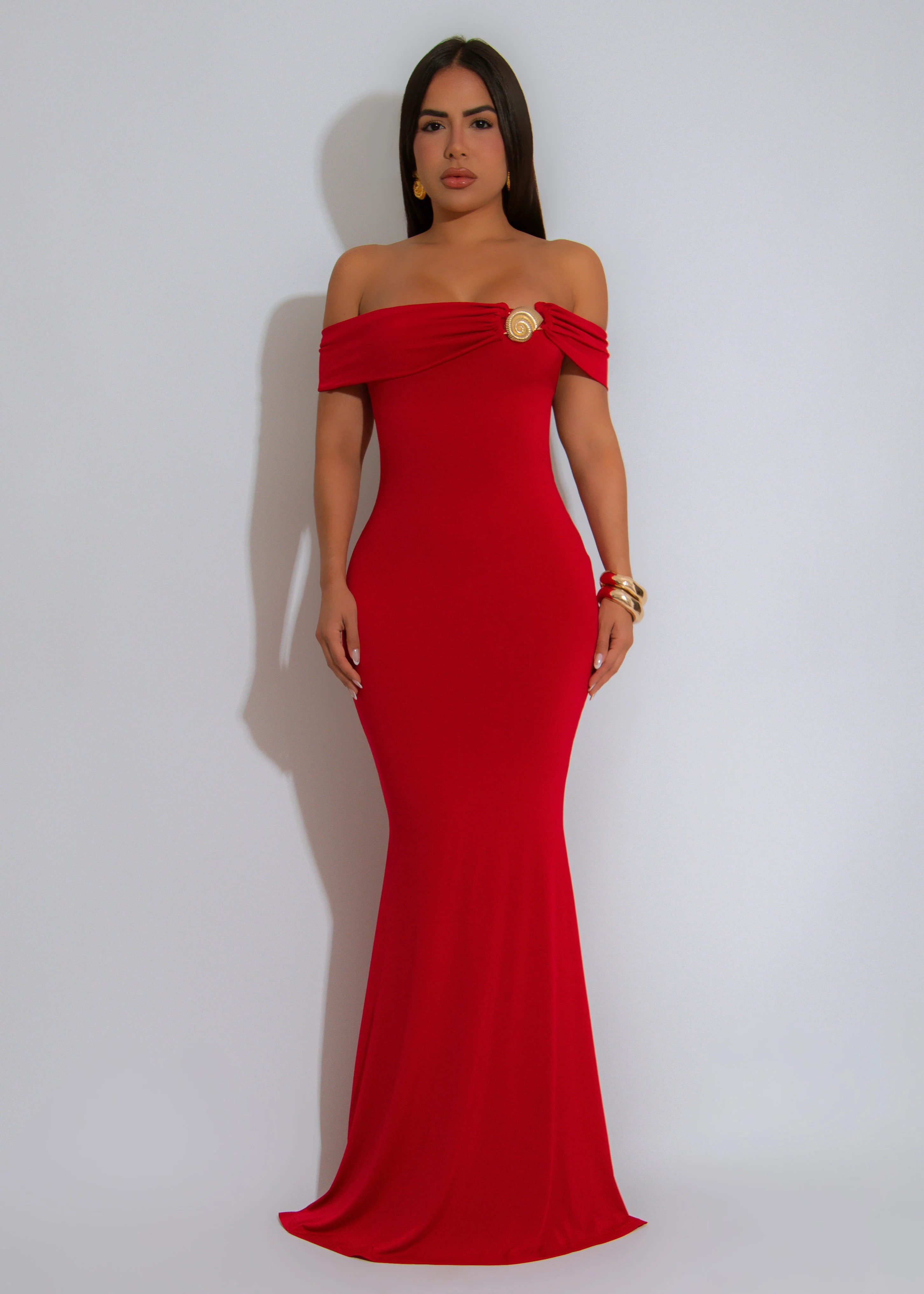 Siren Sway Ruched Maxi Dress Red - Image 2