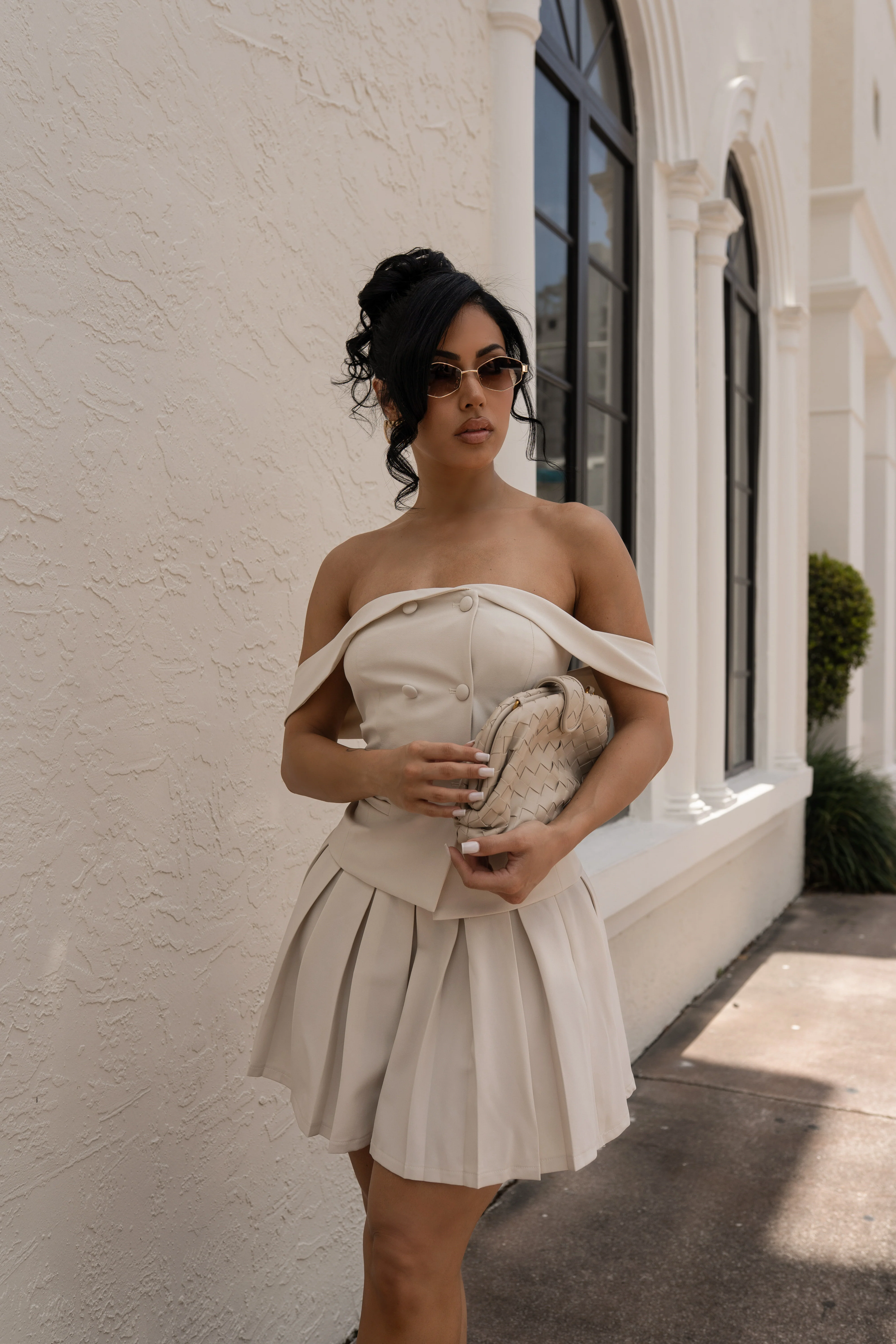 Soft Authority Skirt Set Nude