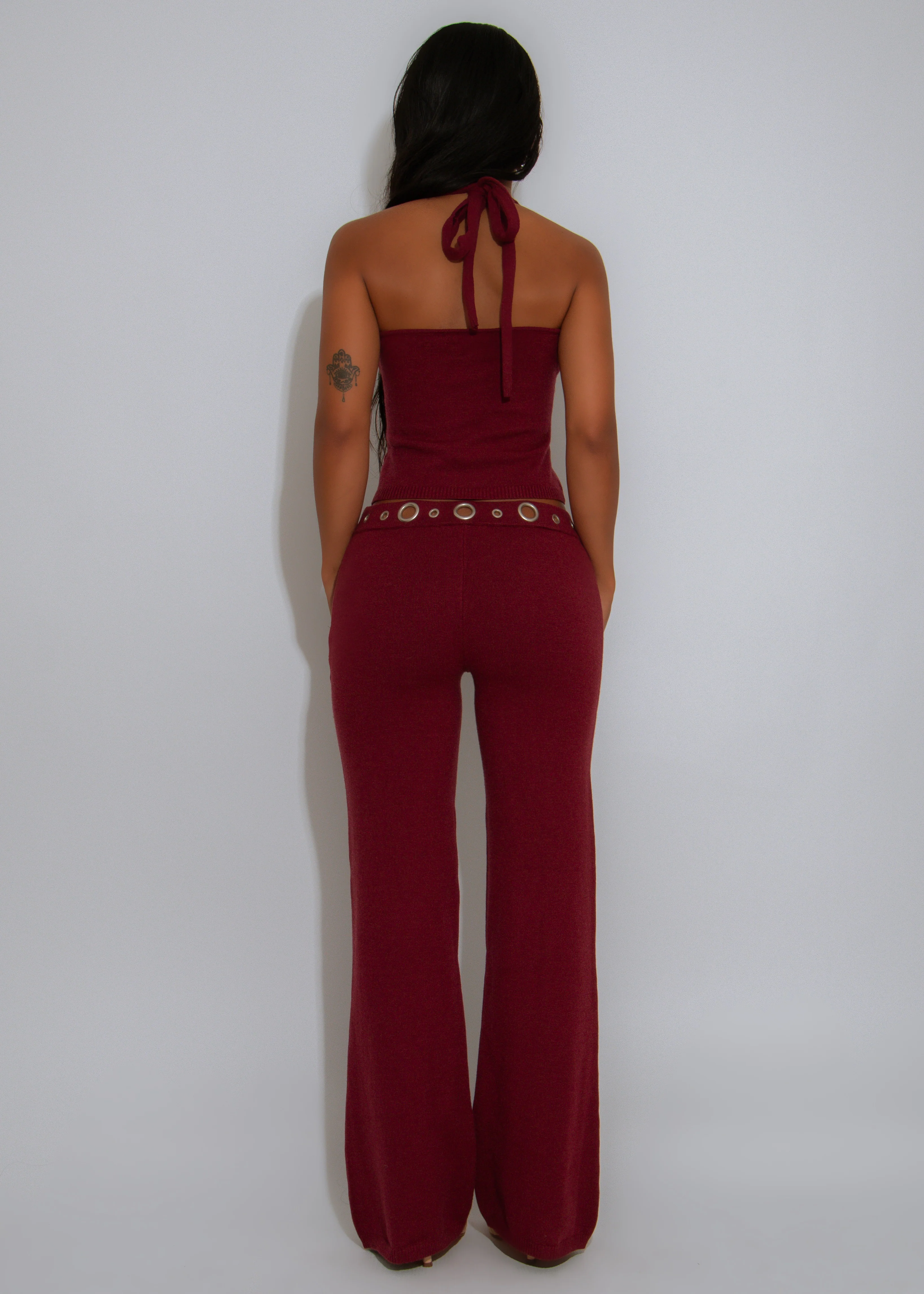 Tempest Veil Ribbed Pant Set Red - Image 2