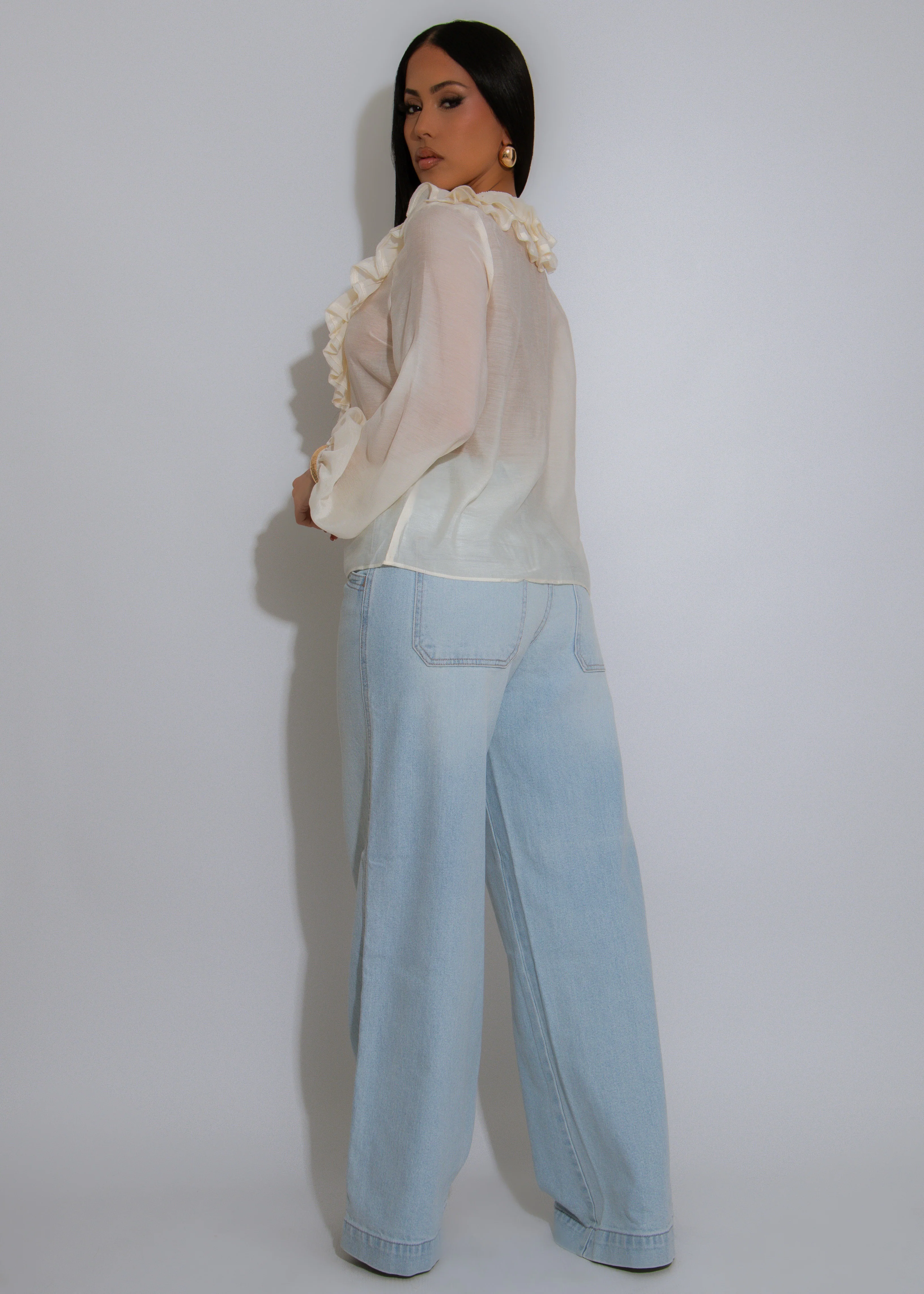 The Amélie Ruffle Long Top White - Image 3